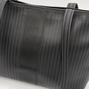 Fend Black Vertical-Strip Tote Bag